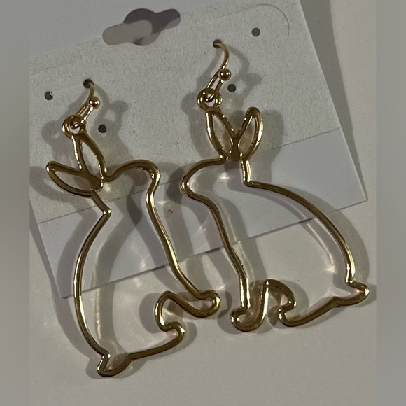 Jewelry - NWT Gold Bunny Outline Earrings